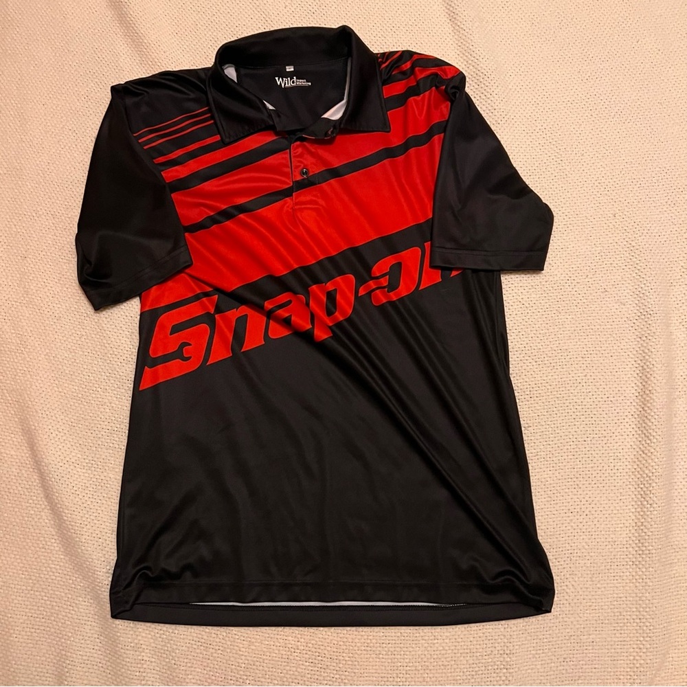 Red and Black Snap-On Polo